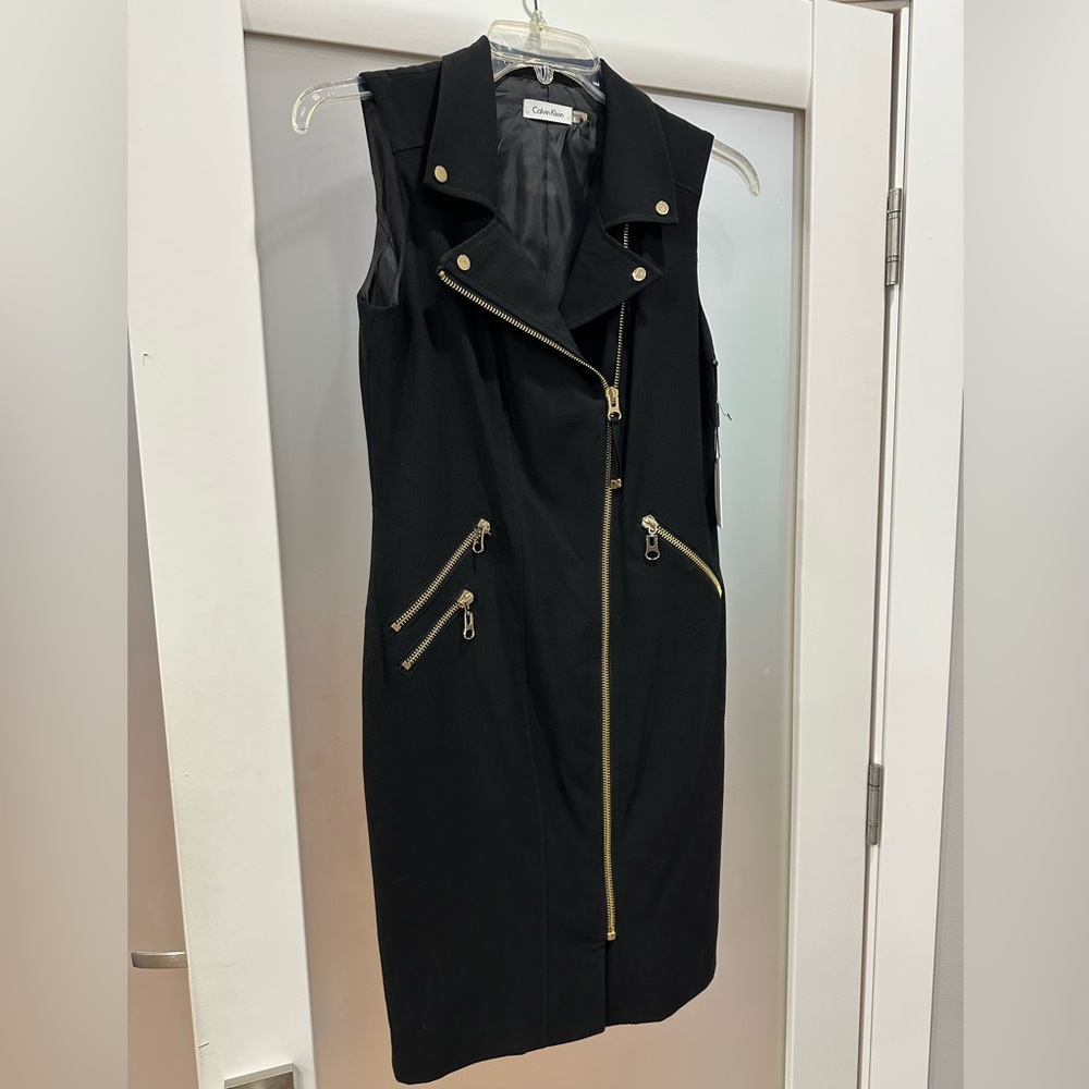 Black Sleeveless Dress with Gold Accents